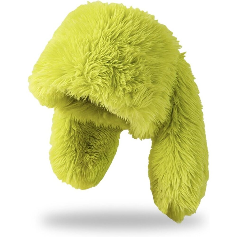 Y2K Fuzzy Bunny Hat for Women Girls Cute Furry Beanie with Long Rabbit Ears